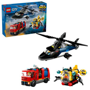 LEGO® City. Zestaw z helikopterem, wozem strażackim i łodzią podwodną 60462