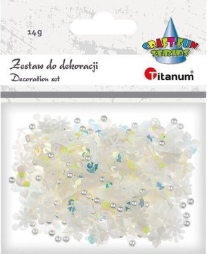 Zestaw perełki cekiny białe, mix