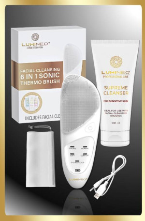 Szczoteczka do twarzy LUMINEO SONIC perłowa + żel do skóry wrażliwej