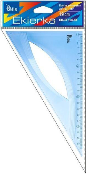 Ekierka prostokątna niebieska 19cm