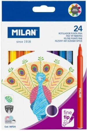 Flamastry z cienką końcówką 24 kolory MILAN