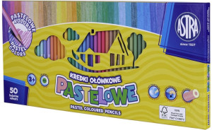 Kredki ołówkowe pastelowe okrągłe Astra 50 kolorów