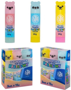 Klej w sztyfcie Animals Astra Pastel Line PVP 15g 3 sztuki