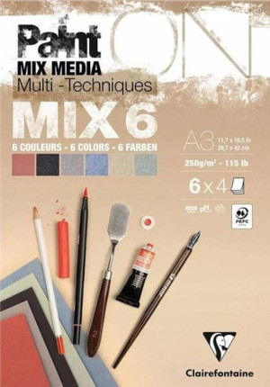 Blok A3 papierów mix6 250g. 24 arkusze