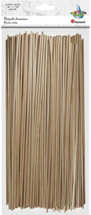 Drewniane patyczki ogkrągłe 3x250mm 100szt