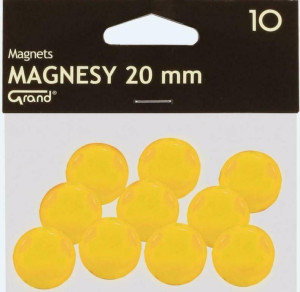 Magnes. Zółty. 20 mm, 10 sztuk