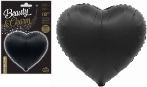 Balon foliowy B&C Serce matowe czarne 37cm