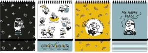 Kołonotes z gumką A6 96 kartek kratka Minionki
