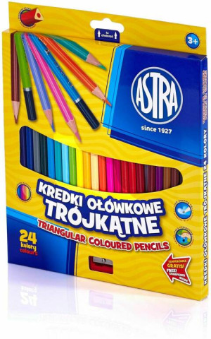 Kredki ołówkowe trójkątne. 24 kolory