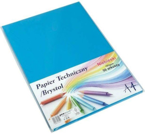 Papier techniczny brystol A4 niebieski 50 arkuszy