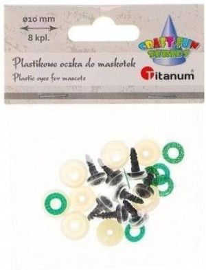 Oczy do maskotek plastikowe 10mm z mocowaniem 8szt