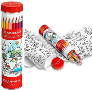 Kredki Swisscolor w tubie z kolorowanką 18 kolorów