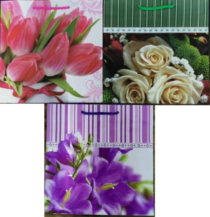 Torebka ozdobna laminowana kwiaty Mix