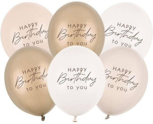 Balony Happy Birthday mix beżowy 30cm