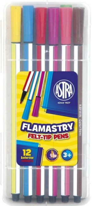 Flamastry heksagonalne, 12 kolorów