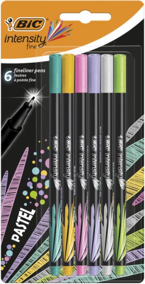 BIC. Cienkopisy Intensity Fine mix Pastel, 6 kolorów