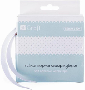Taśma rzepowa samoprzylepna 15mm x 5m. Biała