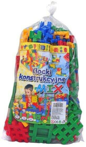 Klocki konstrukcyjne. 110 elementów w worku