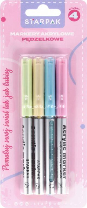 Marker akrylowy w pędzelku pastel 4 kolory