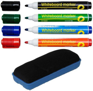 Marker komplet 4 kolory+gąbka