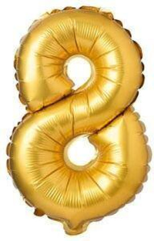 Balon foliowy. Cyfra 8. Matowy złoty 69cm