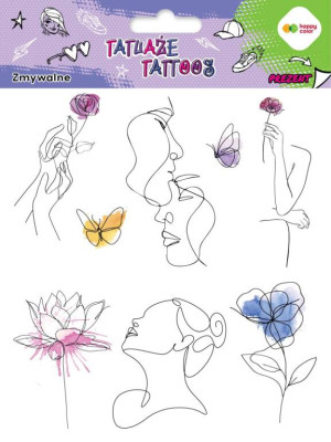 Tatuaże zmywalne Llineart + Aquarella HAPPY COLOR