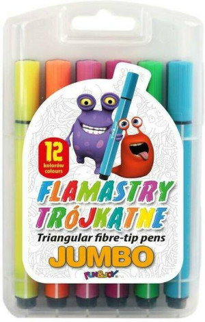 Flamastry trójkatne jumbo. 12 kolorów