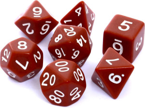 Komplet kości RPG. Brązowe. Matowe. REBEL