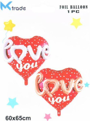 Balon foliowy w kształcie serca z napisem love you