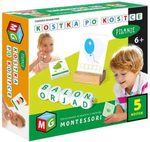 Kostka po kostce. Pisanie 5 kostek. Zabawka edukacyjna Montesori