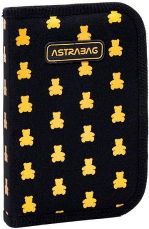 Piórnik pojedynczy dwuklapkowy bez wyposażenia. Astrabag. Golden Teddy