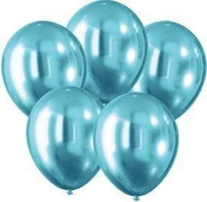 Balony z efektem chromu niebieskie 30cm, 5 sztuk