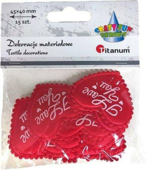Ozdoba materiałowa serca: I Love You, czerwone