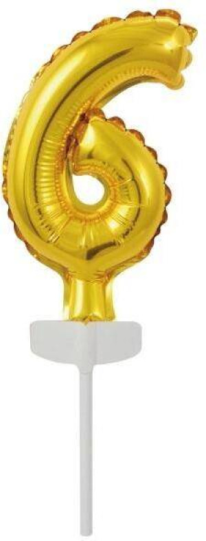 Balon foliowy mini cyfra 6 złota 7x12cm