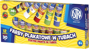 Farby Plakatowe w tubach 12 kolorów 30ml