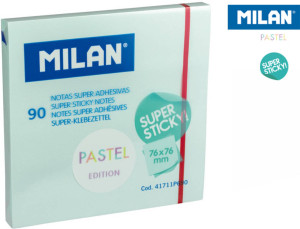 Karteczki samoprzylepne niebieskie Milan super sticky pastel 76 x 76 mm 90 sztuk