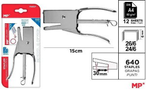 Zszywacz nożycowy 15cm + zszywki 24/6