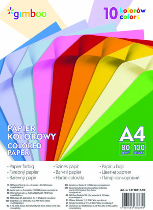 Papier kolorowy Gimboo A4 100 sztuk