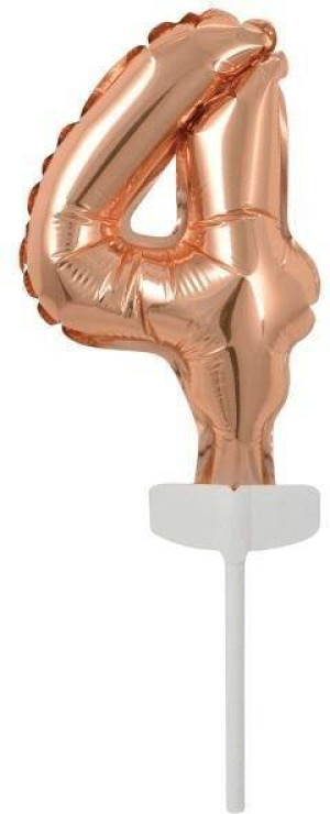 Balon foliowy mini cyfra 4 różowe złoto 8x12cm