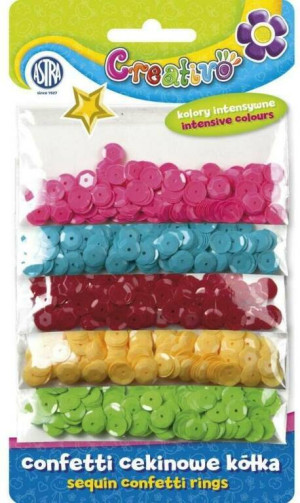 Confetti cekiny kółka 5 kolorów ASTRA