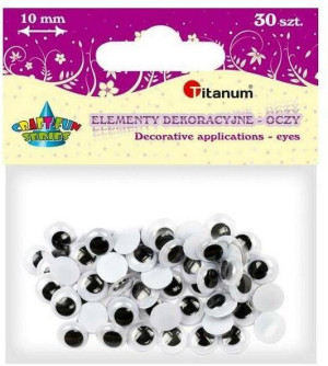 Oczy bez kleju i rzęs 10mm, 30 sztuk