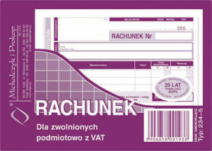 Rachunek dla zwolnionych podmiotowo z VAT 234-5