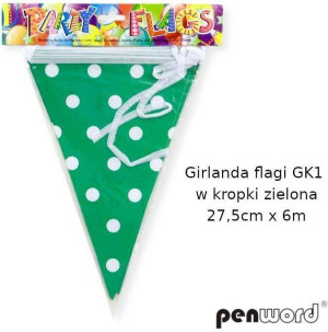 Girlanda flagi w kropki zielona 27.5cmx6m