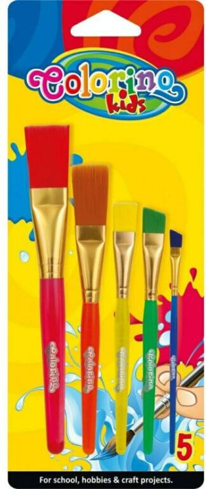 Pędzelki akrylowe. Jumbo. Colorino Kids. 5 sztuk