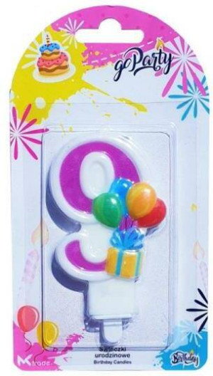 Świeczka urodzinowa "9" z balonikami