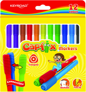 Keyroad. Flamastry Capfix Markers zmywalne, 12 kolorów