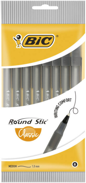 Długopis czarny BIC Round Stic Classic. 8 sztuk