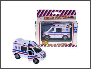 Ambulans z efektami dźwiękowymi, świetlnymi i napędem