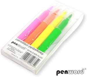 Zakreślacz pędzelkowy fluo 4 kolory
