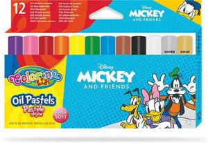 Pastele olejne Colorino Kids trójkątne 12 kolorów Mickey
